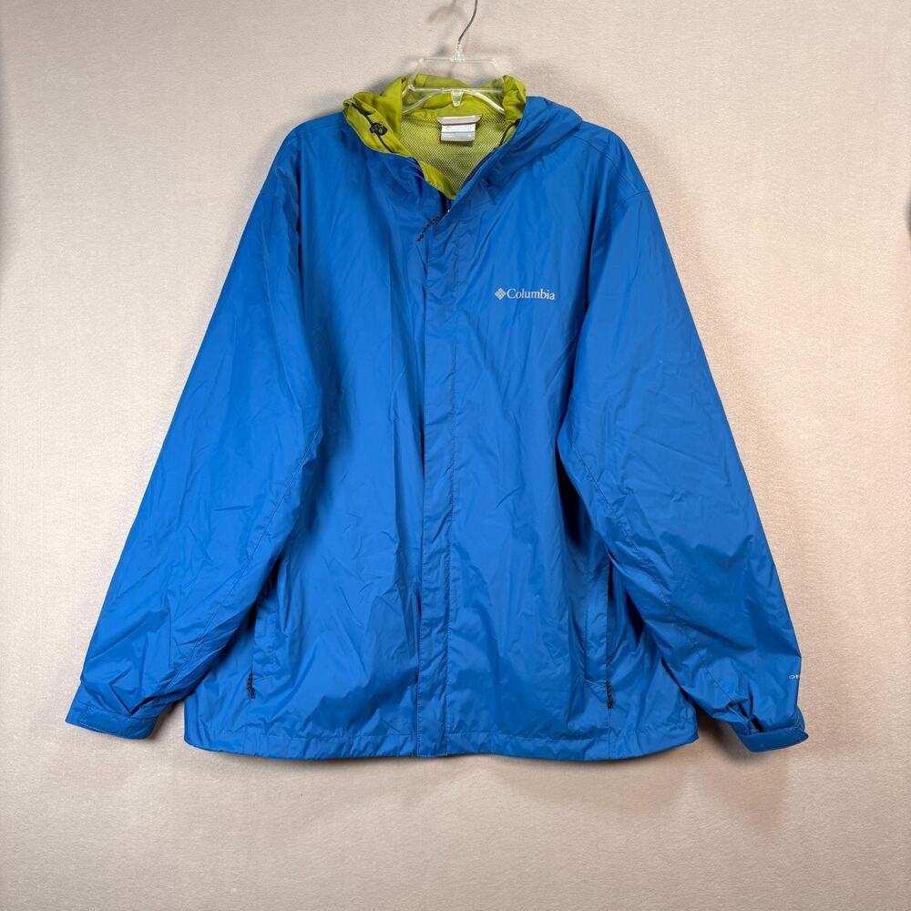 Columbia Omni-Tech Women's XL Blue Waterproof Rain Jacket Hooded